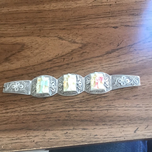 Vtg Chinese Filigree bracelet with Carved Bone - Picture 5 of 12